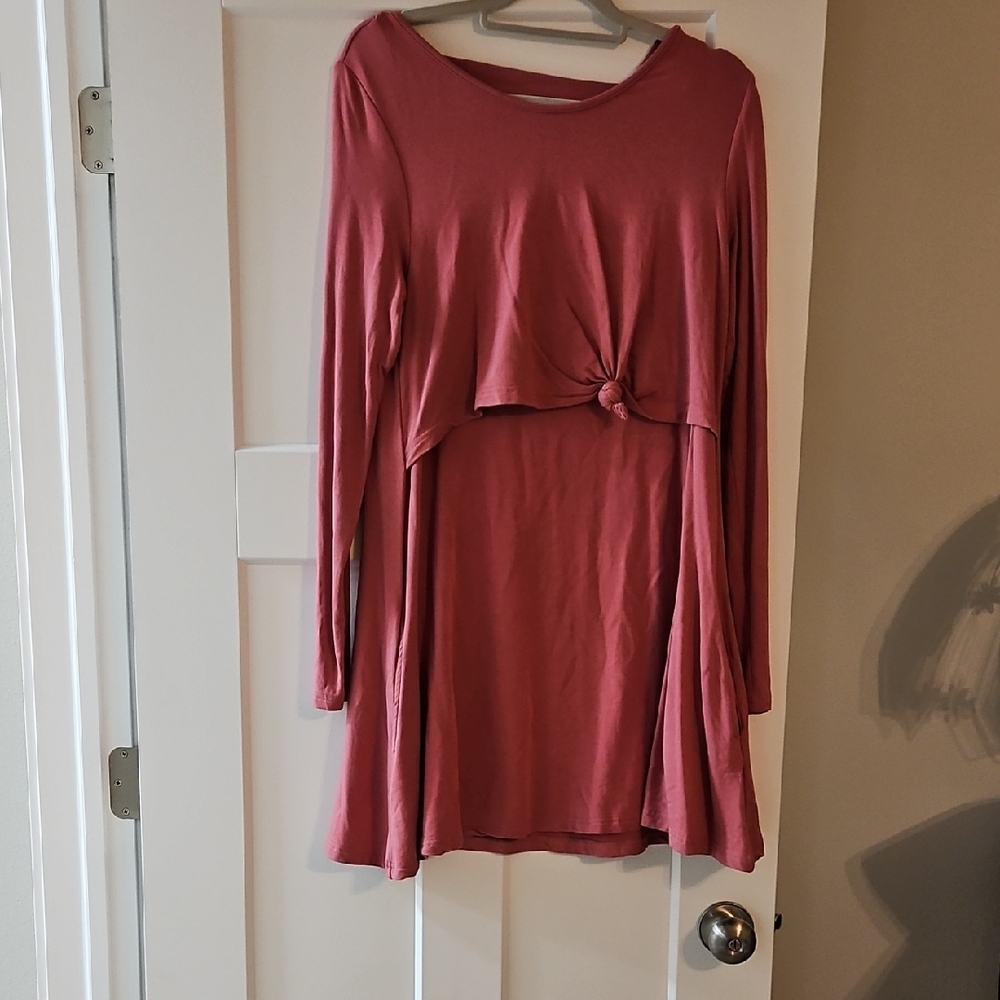 Latched Mama Long Sleeve Nursing Dress in Dusty Rose